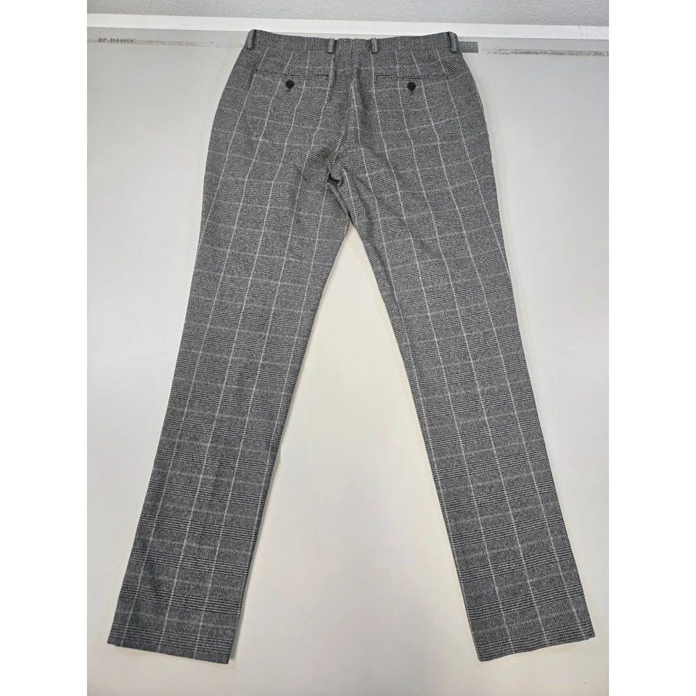Banana Republic Mens Gray Plaid Slim Fit Dress Pants 32x34 Stretch Trousers